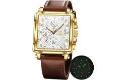 OLEVS Men&apos;s Watch Quartz Chronograph Leather Fashion Formal Watch Date Waterproof Luminous Casual Square Business Watch