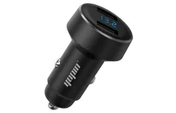 Quick Charge Car Charger Metal Dual UBS Digital Display Black