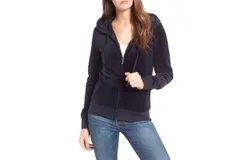 Juicy Couture Track Velour Robertson Jacket Hoodie In Regal Navy Blue
