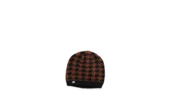 Soia&kyo Houndstooth Pattern Rib Knit Hat In Russet