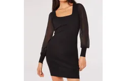 Apricot Bodycon Knitted Mini Dress In Black
