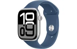 Apple Watch Series 10 &lpar;GPS&rpar; 46mm Aluminum Case with Denim Sport Band - M&sol;L - Silver - &lpar;2024&rpar;