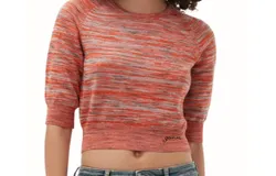 Ganni Merino Mouline Cropped Top In Vibrant Orange