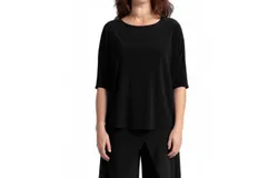 Sympli Nu Cinch Elbow Sleeve Top In Black