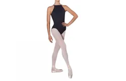 Energetiks Stellar High Neck Mesh Cami Leotard In Black