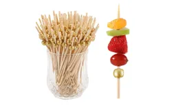 200PCS Cocktail Picks, Natural Fancy Toothpicks for Appetizers, Wooden Ball Bamboo Skewers for Appetizers, 4.7 IN Long Decorative Cocktail Sticks for Drinks Food Party Charcuterie Boards Accessories