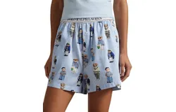 Polo Ralph Lauren Bear Striped Cotton Boxer In Oxford Blue