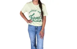 Branded Cotton Waitin&apos; On A Farmer Graphic Tee In Grass Green