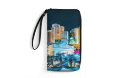 The Wonders of Las Vegas Wallet for Womens PU Leather Zip Around Wallers Clutch Wristlet Travel Long Purse