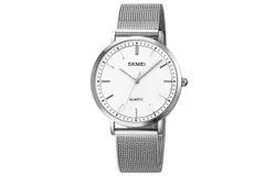 SKMEI 1664 Quartz Men Watch Minimalist Elegant Thin Wristwatch 30M Waterproof Analog Watch with Stainless Steel Mesh Band for Men