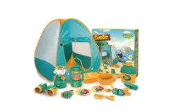 Kids Camping Tent&comma; 18 Piece Pop Up Play Tent with Kids Camping Equipment&comma; Pretend Play&comma; Camping Tools for Toddlers&comma; Boys and Girls