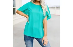 Fsl Tulip Sleeve Blouse In Kelly Green