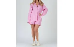 Lucca Evie Striped Pull-On Shorts In Pink