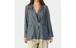 Baci Raw Edge Copper Layered Blazer In Denim