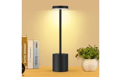 Lámpara de mesa sin cable&comma; lámpara de escritorio portátil&comma; 3 colores regulable para restaurante&comma; camping&comma; dormitorio&comma; comedor&comma; exterior negro