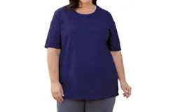On The Plus Side Jersey U-Neck Short Sleeve Tee - Plus In Blueberry