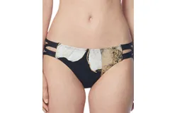 Carmen Marc Valvo Strappy Full Coverage Bikini Bottom In Cmv Gilded Garden Black