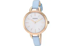 Reloj Fossil Mujer &vert; Coleccion Classic &vert; Modelo BQ3327 &vert; Caja Redonda &vert; Ø 32mm Acero inoxidable &vert; Cierre Hebilla &vert; Movimiento Cuarzo &vert; Dial Blanco &vert; Cristal Mineral &vert; Correa Cuero Ciano &vert; 30m &sol; 3 ATM &vert; Línea Clásico