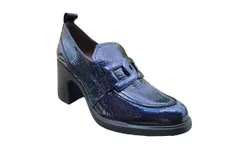 Wonders Women&apos;s Subu Patent Heeled Loafer In Caribu Noche &lpar;Navy Patent&rpar;