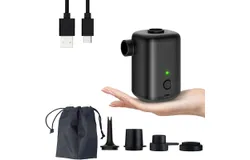 Electric Air Pump-Portable Air Pump with 2000mAh Battery USB Rechargeable to Inflate Deflate for Swimming Ring&comma;Pool Floats，Air Bed，Storage Bag Pumping - Non-Vacuum Effect-Black