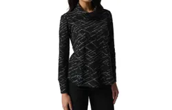 Joseph Ribkoff Jacquard Cowl Neck Sweater In Black&sol;grey