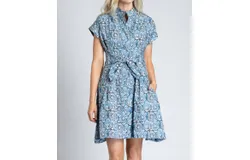 Apny Short Sleeve Shirt With Self Tie Dress In Spring Multi