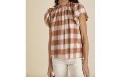 Trovata Carla Highneck Shirt In Whiskey Check