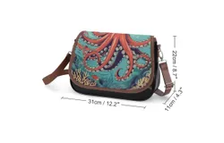 Octopus Art Vintage Crossbody Bag for Women Medium Leather Hobo Bags Shoulder Bag Classic City Leather Satchels