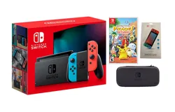 Nintendo Switch Neon Bundle With Accessories and Detective Pikachu Returns Game