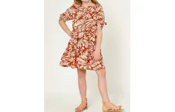 Hayden La Girl&apos;s Botanical Tie Neck Dress In Red