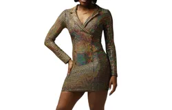 La Banga Metallic Blazer Dress In Gold