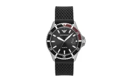 Emporio Armani Emporio Armani Three-Hand Date Black Mesh Silicone Watch &lpar;Model&colon; AR11341&rpar;