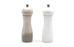 Pepper Grinder&comma; Salt and Pepper Grinder&comma; Salt Grinder&comma; Elegant Wooden Salt and Pepper Grinder&comma; Ceramic Grinder Movement&comma; Refillable Manual Spice Grinder Adjustable Coarseness Salt and Pepper Grinder Set of 2 &lpar;White &plus; Gradient Color &rpar;