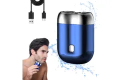 New Model Mini Dual-Head Electric Shaver&comma; Rechargeable Electric Mini Portable Razor&comma; Washable Double Head Razor  &lpar;Blue&rpar;