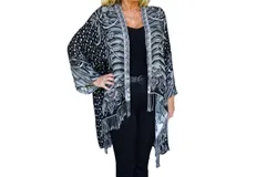 Bok Reversible Kimono Cardigan In Black And White