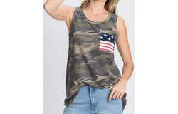 Heimish Usa Flag Pocket Tank In Camouflage