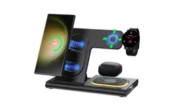 3-in-1 wireless charger for fast charging of smartphones&comma; Bluetooth headsets and smartwatches