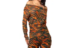 Petit Pois By Viviana G Tiger Top In Orange&sol;black