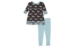 Kickee Girls&apos; Bamboo Long Sleeve Babydoll Set In Midnight Email