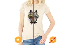 Women Crew Tee - Ornate Owl - Beige by DelSol for Women - 1 Pc T-Shirt &lpar;Small&rpar;