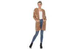 Women&apos;s Hooded Open Front Sherpa Coat