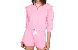 Generation Love Zoe Ruffle Sweatshirt In Hot Pink