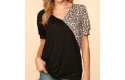 Haptics Wild Surprise V-Neck Top In Black