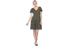 Women&apos;s Short Sleeve V-neck Tiered Dress