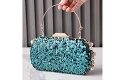 Women&apos;s Evening Bag Shiny Sequin Clutch Suitable for Wedding Formal Party Prom Glitter Handbag &lpar;Green&rpar;