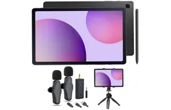 Samsung Galaxy Tab S6 Lite 10&period;4" 64GB WiFi Android Tablet&comma; S Pen Included &lpar;Oxford Gray&rpar; 2024 &plus; Vidpro 2-Person Wireless Lavalier Microphone Set &plus; Tablet Cradle for Tripods Ipad Tablet Tripod Mount Adapter Easy Mount Adjustable Size &plus; 6" Tabletop Tripod &