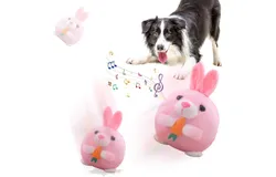 Active Moving Pet Plush Toy&comma; 2024 New Interactive Dog Toys for Small Medium Large Dogs&comma; Squeaky Self Moving Bouncing Dog Ball&comma; Automatic Rolling Washable Chewable Plush Puppy Toys &lpar;Rabbit&rpar;