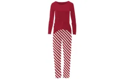 Kickee Women&apos;s Long Sleeve Tee & Pajama Pants Set In Candy Cane Twist