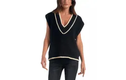Elan V Neck Sweater Vest In Black