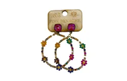 Pink Panache Flower Hoop Earrings In Multi